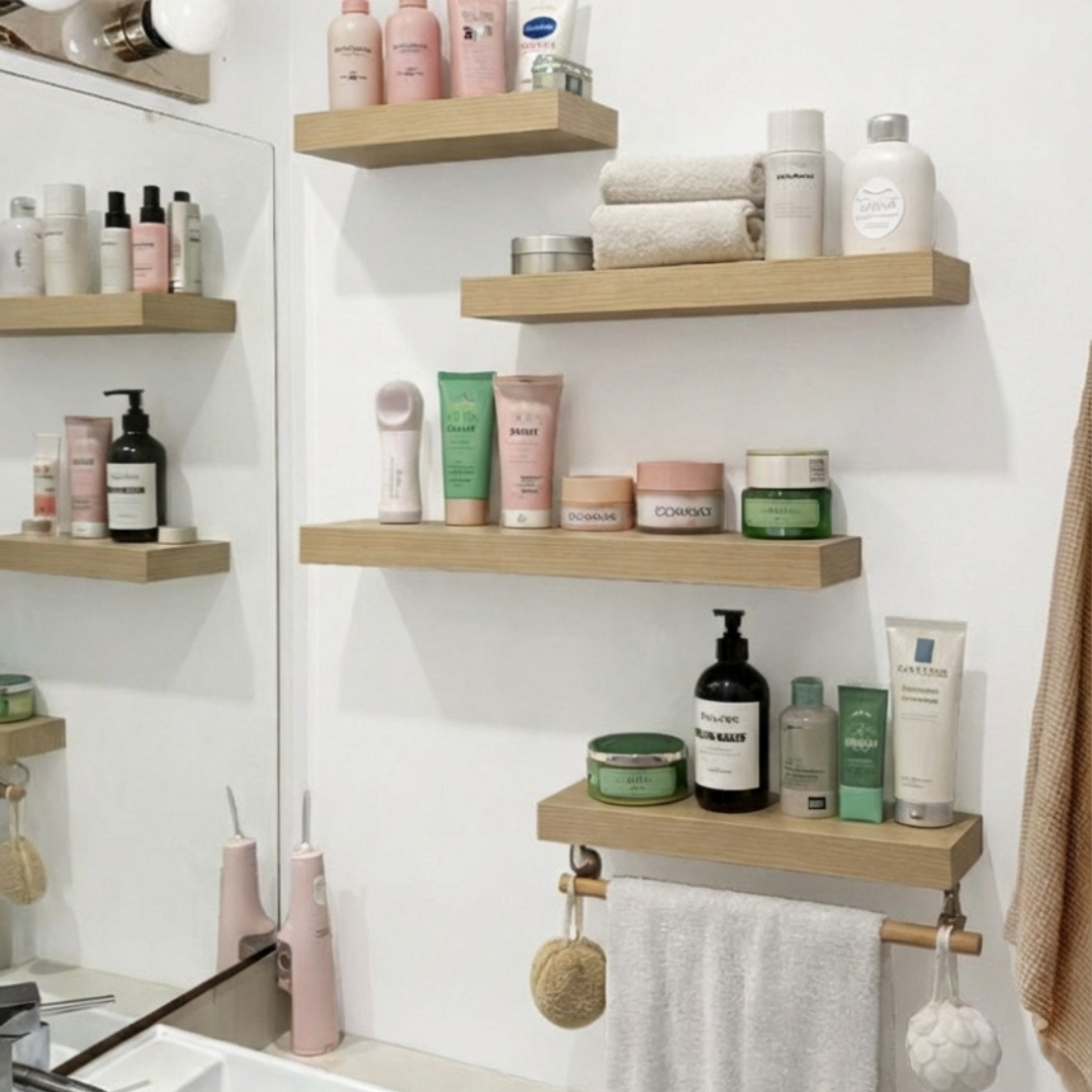 مجموعة 4 رفوف حائطية عملية للحمَّام