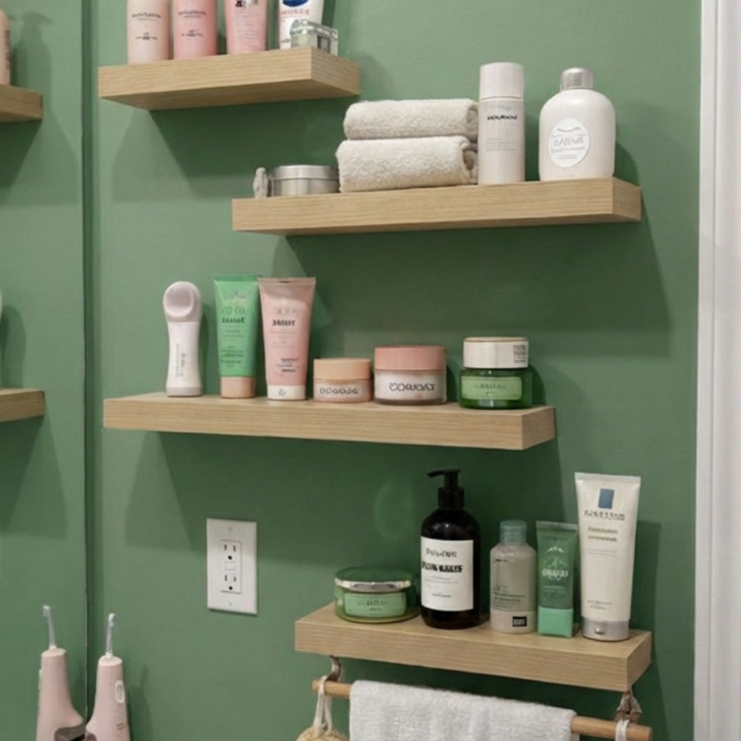 مجموعة 4 رفوف حائطية عملية للحمَّام
