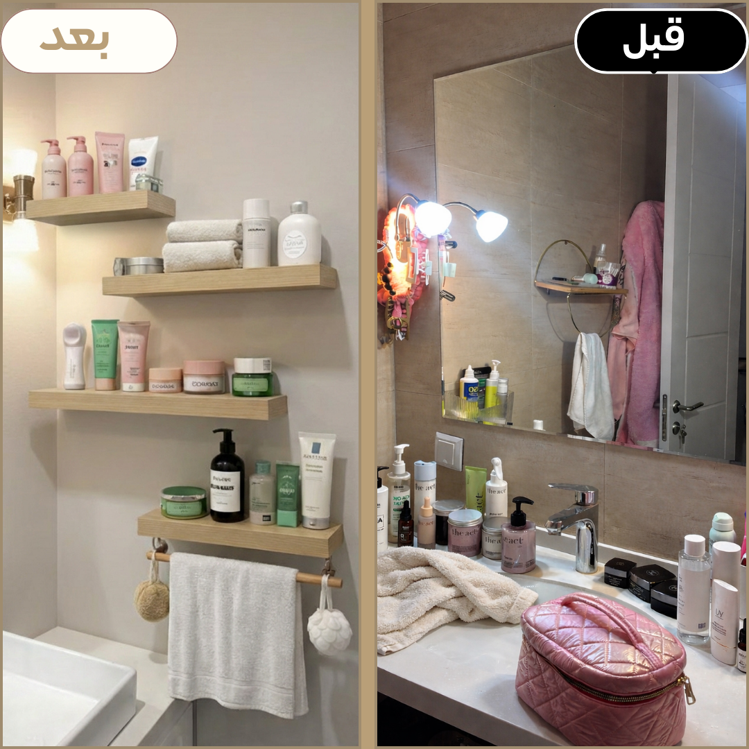 مجموعة 4 رفوف حائطية عملية للحمَّام